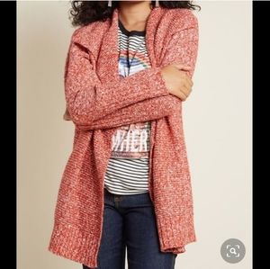 Modcloth | Orange Marled Open Draped Cardigan